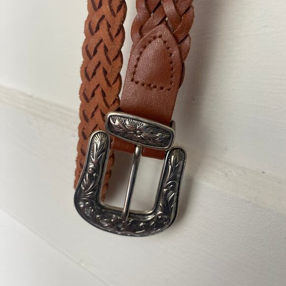 Vintage Brown Braided Belt with Silver Buckle - Picture 4 of 4